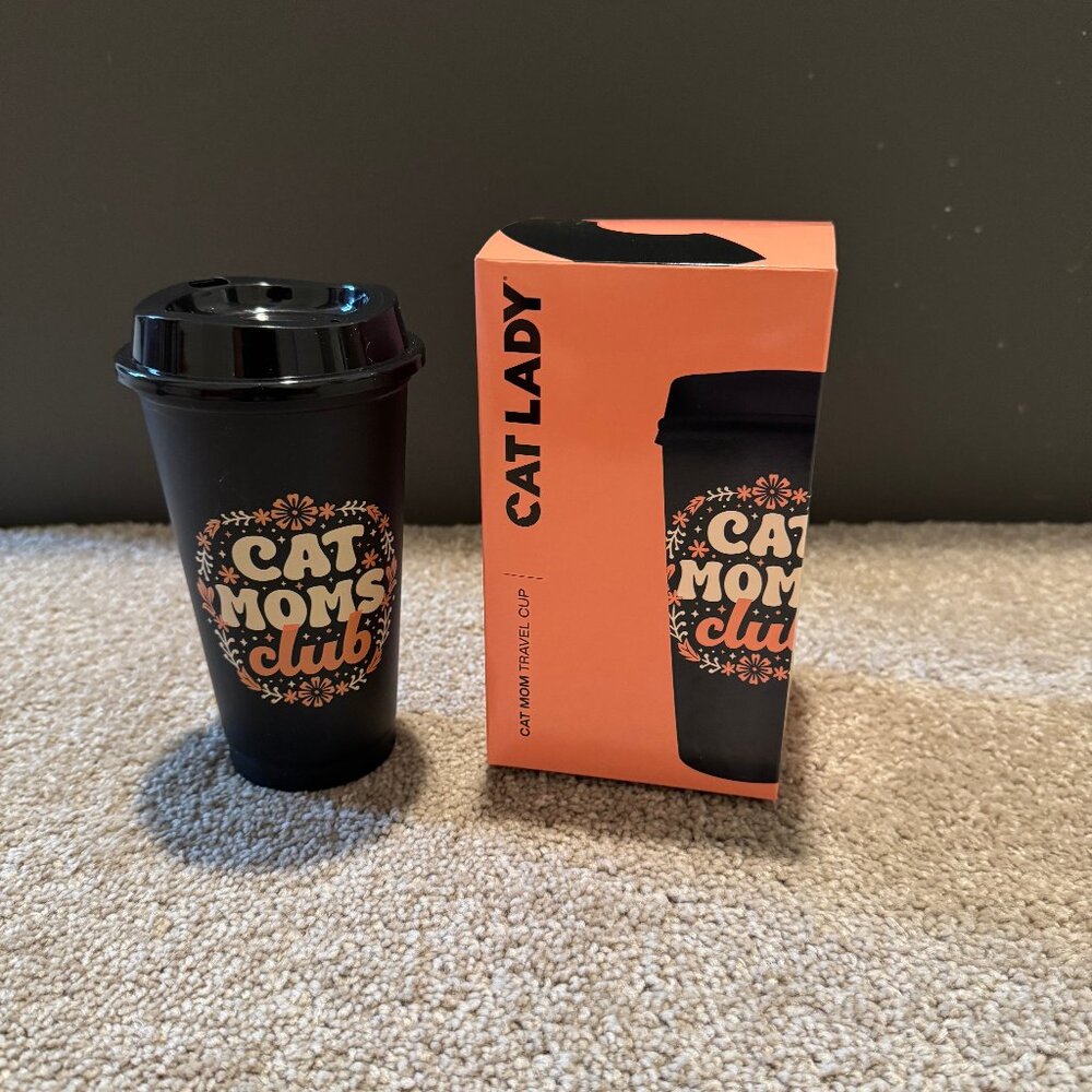 Cat Lady Box Cat Moms Club Plastic Reusable 16 oz Cup NEW